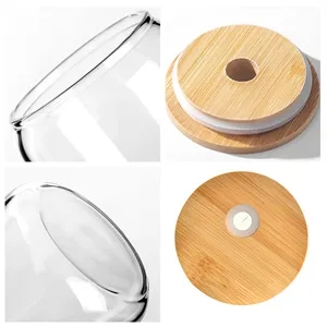 16Oz Pint Glass With Straw & Bamboo Lid