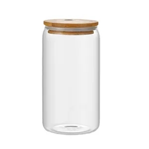 16Oz Pint Glass With Straw & Bamboo Lid