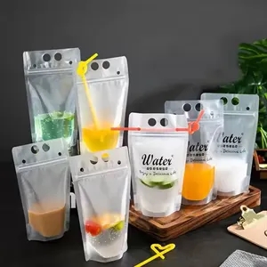 16oz Stand-Up Drink Pouches W/Straws