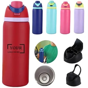 24 Oz Insulated Water Bottle with Straw