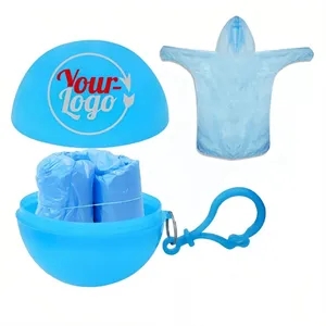 Disposable Raincoat Ponchos with Keychain Ball