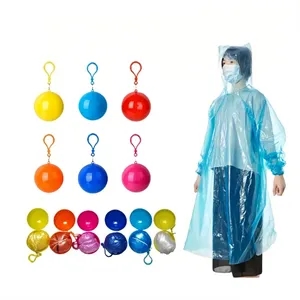 Disposable Raincoat Ponchos with Keychain Ball
