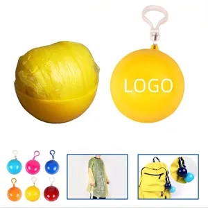 Disposable Raincoat Ponchos with Keychain Ball