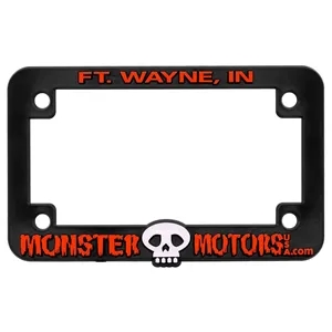 Motorcycle License Plate Frame - Black Plastic