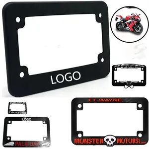 Motorcycle License Plate Frame - Black Plastic
