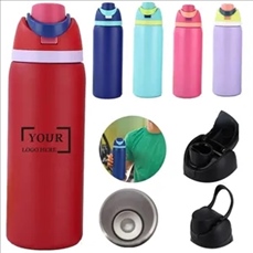 24 Oz Insulated Water Bottle with Straw