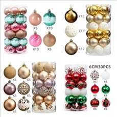 30PCS 2.36in Christmas Tree Ornament Set