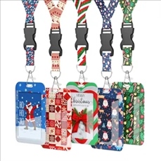 Christmas ID card holder lanyard slide rail pass