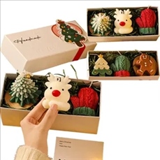 Christmas scented candle tree, gingerbread man, snowman