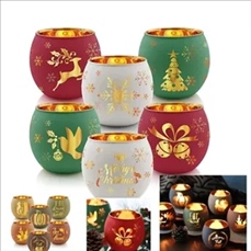 Customizable pattern hollow glass candle holder