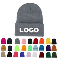 Knit Cuff Beanie with Woven Patch