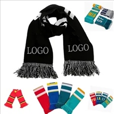Knitted Jacquard Stadium Scarf W/ Fringe