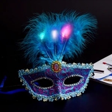 Light Up Feathers Fancy Mardi Gras Mask