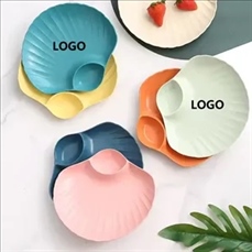 Plastic Dumpling Snack Plate with Sauce Compartment