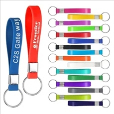 Screen Printed Silicone Wristband Keychain