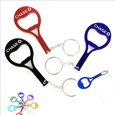 Tennis Racket Shape Bottle Opener w/Key Chain
