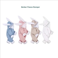 Unisex Bunny Berber Fleece Baby Romper Clothes